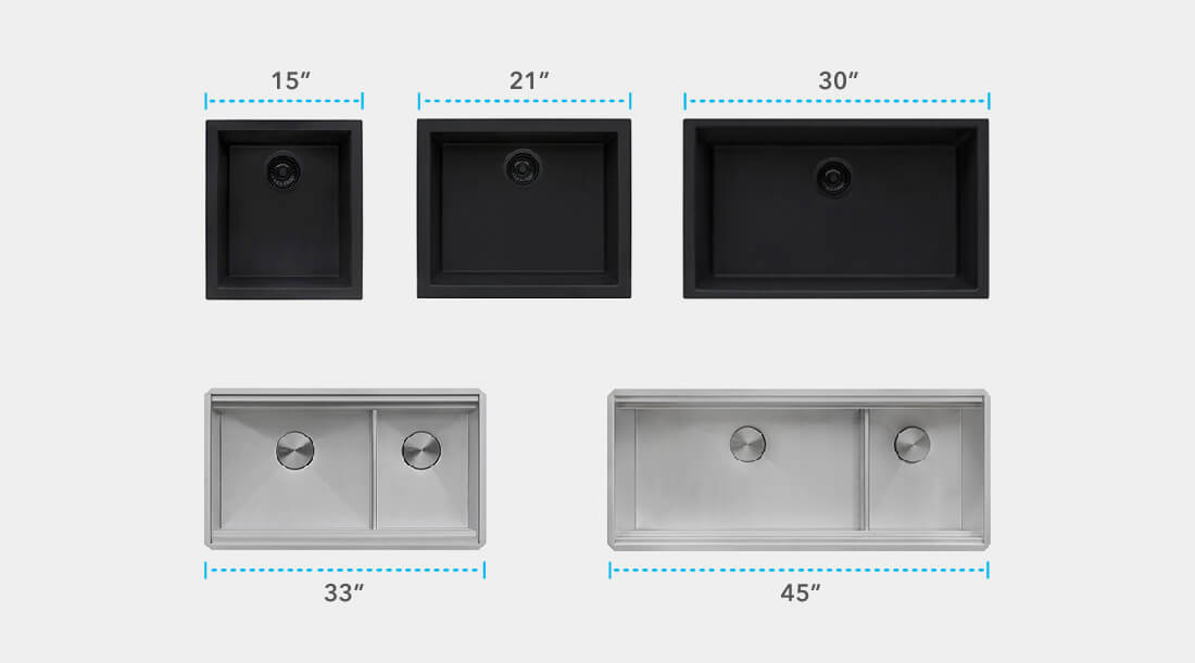 different sink lengths